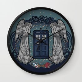 Art Nouveau Weeping Angels and the TARDIS Wall Clock