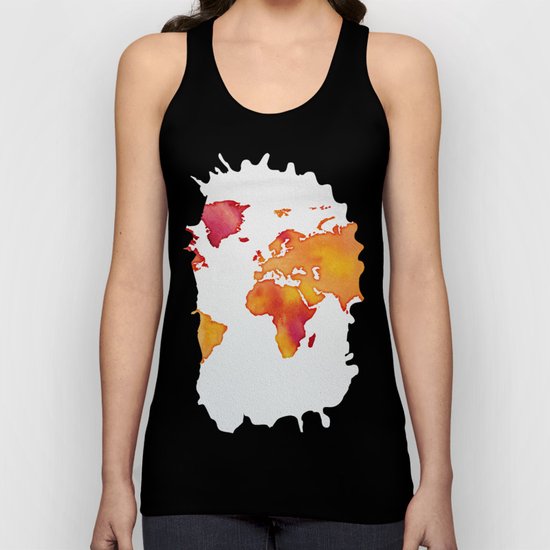 Orange World Map Unisex Tank Top