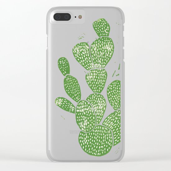 Linocut Cactus #1 Clear iPhone Case