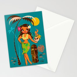 Tiki Temptress • With Skull Mug Cocktail Stationery Card