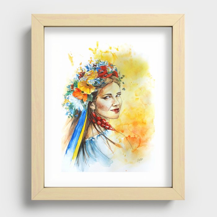 Ukrainian Traditional Woman Portrait Recessed Framed Print