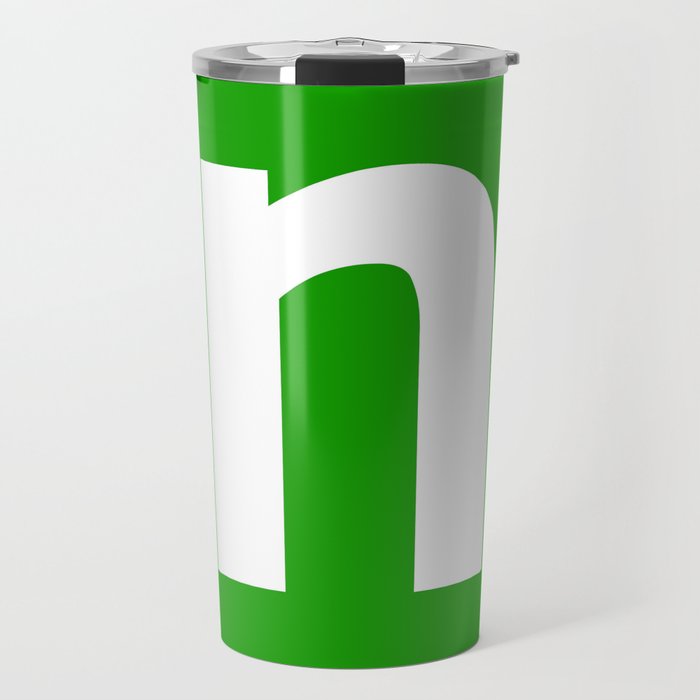 letter N (White & Green) Travel Mug
