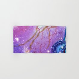 Neon marble space #2: purple, blue, stars Hand & Bath Towel