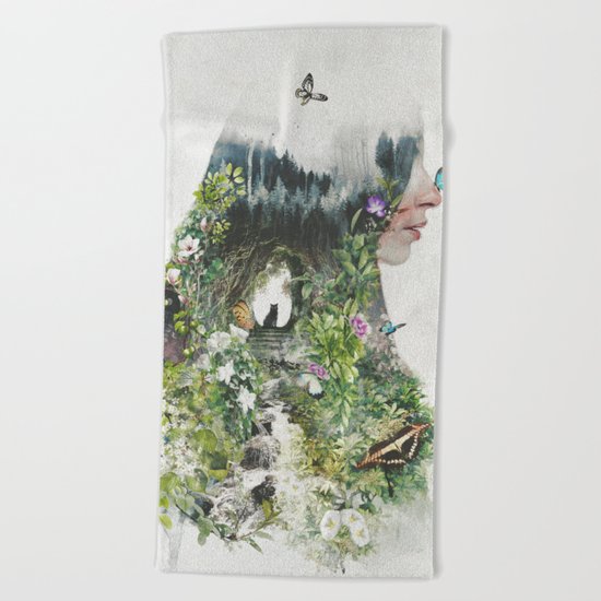 Cat in the Garden of Your Mind Beach Towel