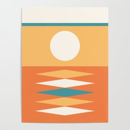 Abstract Geometric Sunrise 2 in Yellow orange green  Poster