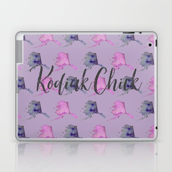 Kodiak Chick Alaska Pattern Pink and Purple Laptop & iPad Skin