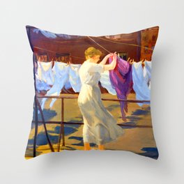 John Sloan Sun and Wind on the Roof Throw Pillow