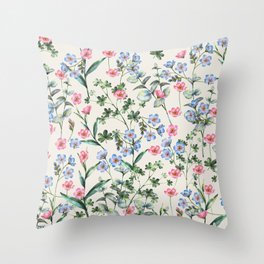 spring wildflowers - white Throw Pillow