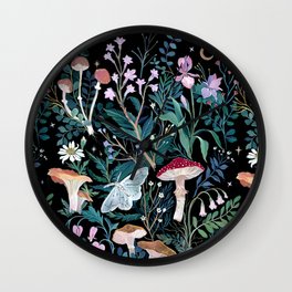 Night Mushrooms Wall Clock