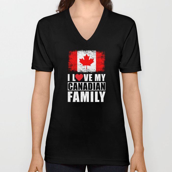 Canadian Family V Neck T Shirt