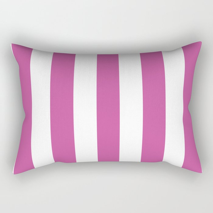 Mulberry (Crayola) violet - solid color - white vertical lines pattern Rectangular Pillow