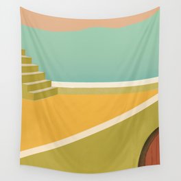Solarium on the Roof Wall Tapestry | Door, Illustration, Beachy, Solarium, Watercolor, Staircase, Organic, Digital, Graphic, Painting 