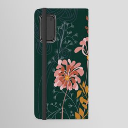 Alfons Mucha would love this flowers - emerald green Android Wallet Case