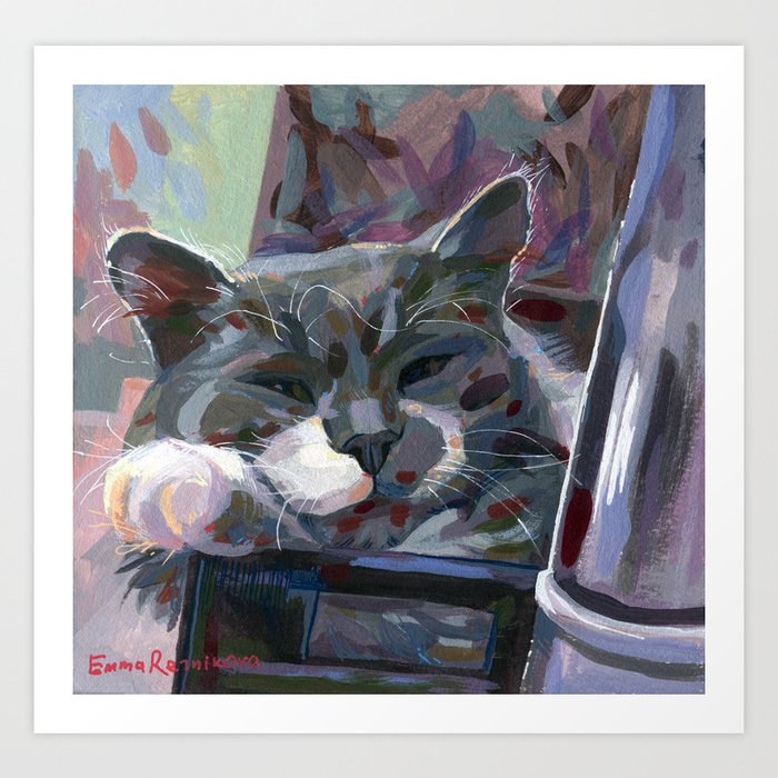 Gray cat Art Print