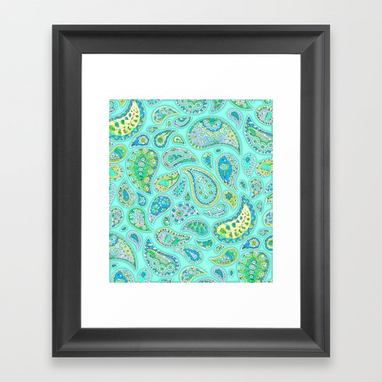 Lemon, Mint and Lime Paisley Framed Art Print