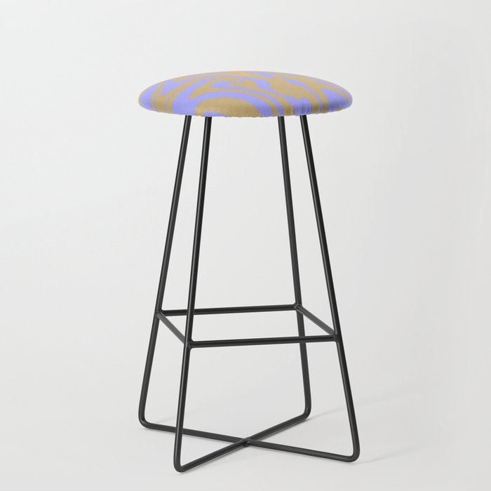 Periwinkle And Mustard Yellow Liquid Marble ,Swirl Abstract Pattern, Bar Stool