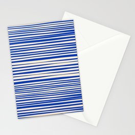 Natural Stripes Modern Minimalist Pattern in Bright Blue and Cream Stationery Card
