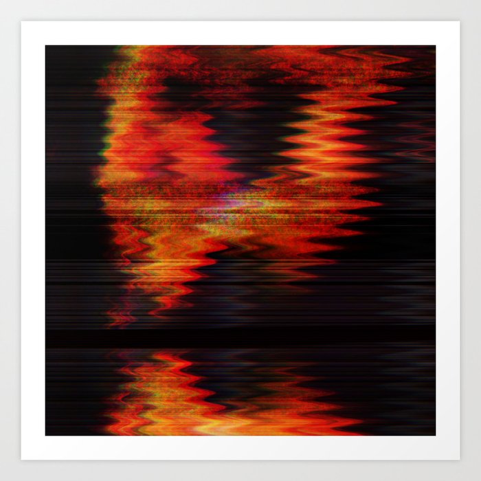 Digital fire red orange distortion effect Art Print