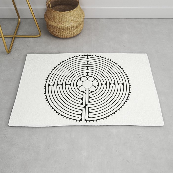 Cathedral of Our Lady of Chartres Labyrinth - Black Rug