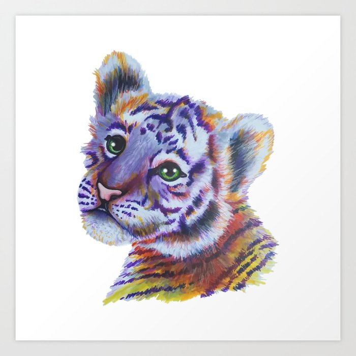 Colorful Tiger Cub Art Print
