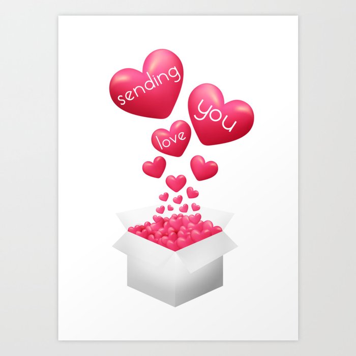 Pink Hearts Sending You Love Valentine S Day Card Art Print By