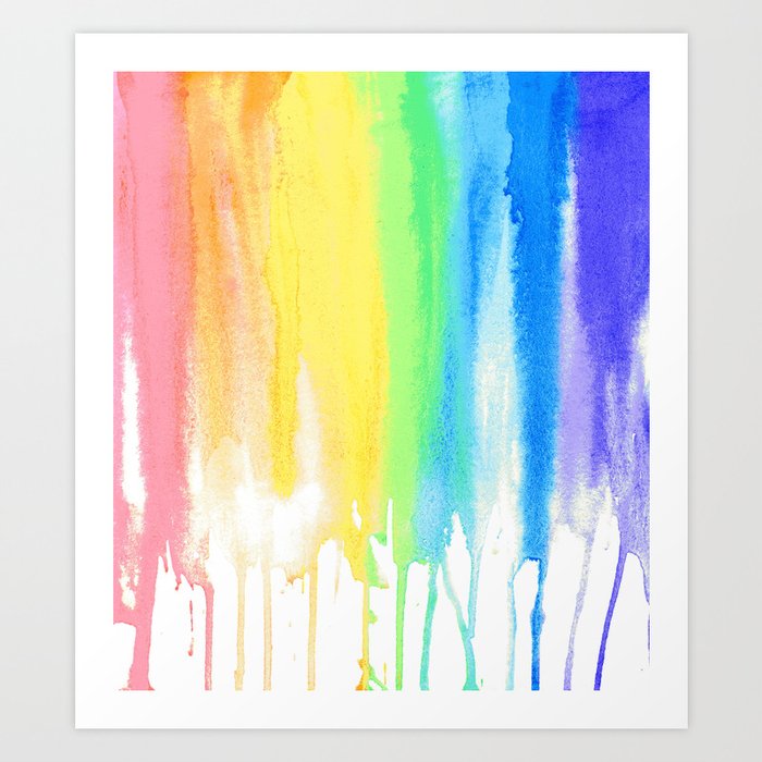 Rainbow Watercolor Drip Art Print