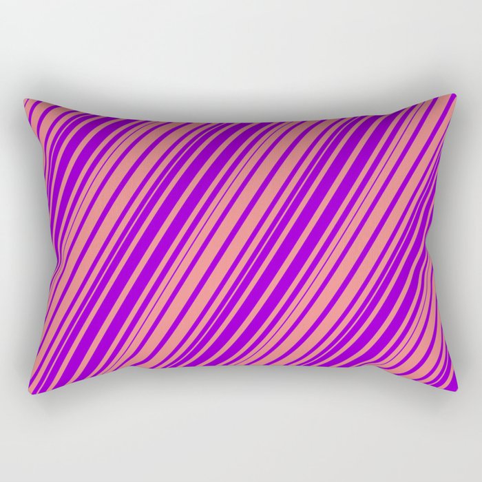 Light Coral & Dark Violet Colored Lines/Stripes Pattern Rectangular Pillow