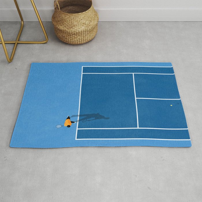 Blue Tennis Court Illustration  Rug