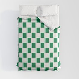 Retro 80’s Modern Abstract Green and Mint Check Comforter