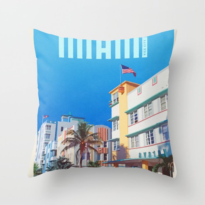 Travel to Miami Throw Pillow