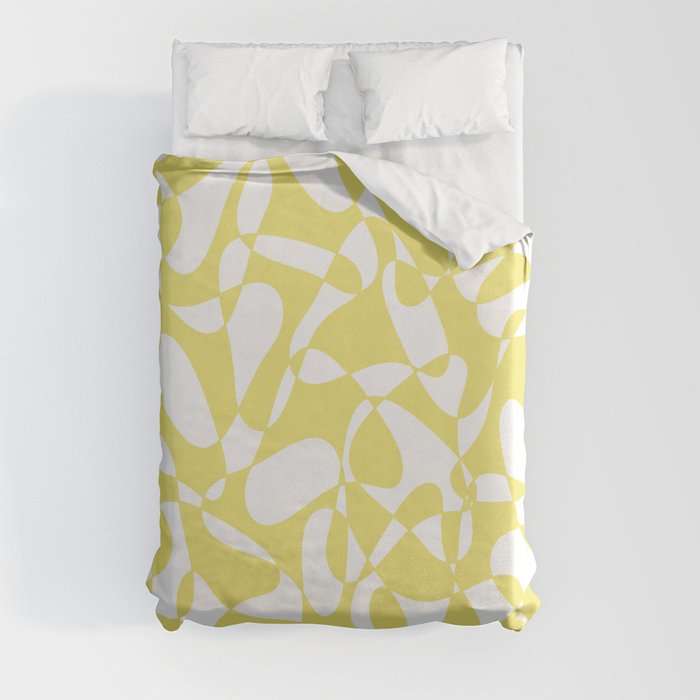Abstract pattern - yellow and white. Duvet Cover