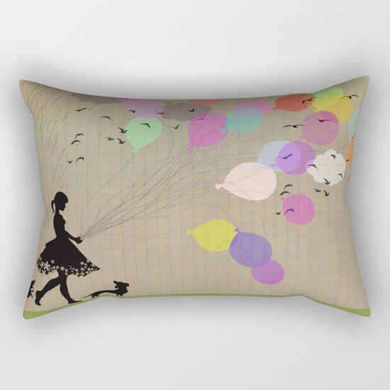 girl with balloons Rectangular Pillow