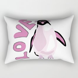 Macaroni Penguin In Pink, Love Text Rectangular Pillow
