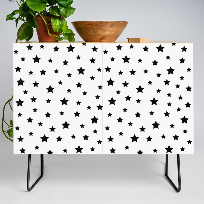 Star Pattern - Black & White Credenza