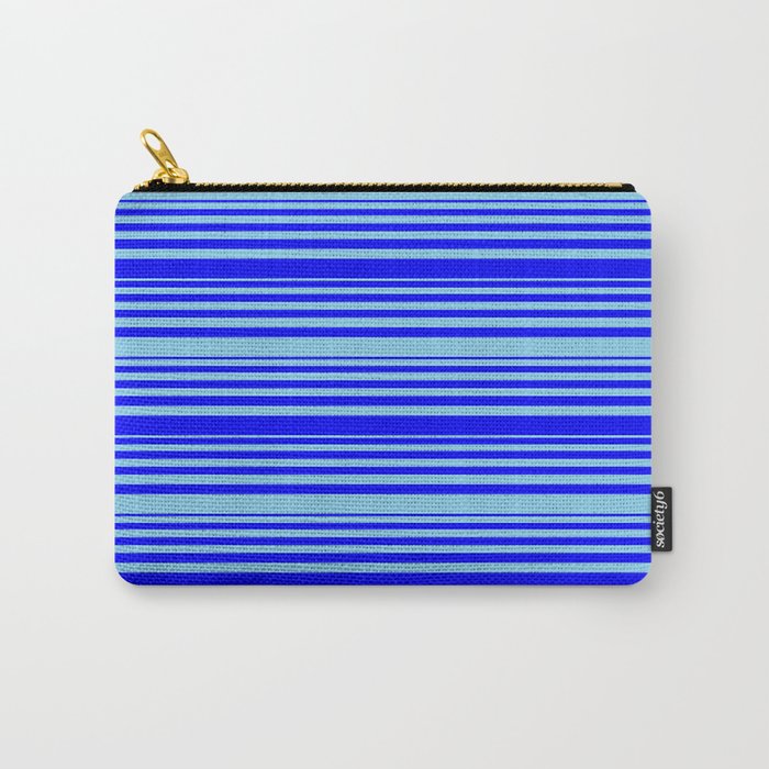 Blue and Sky Blue Colored Pattern of Stripes Carry-All Pouch