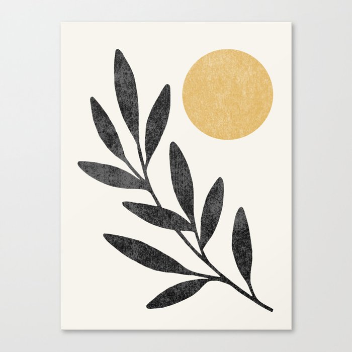 Leaf Sun 1 - Gold Black Canvas Print