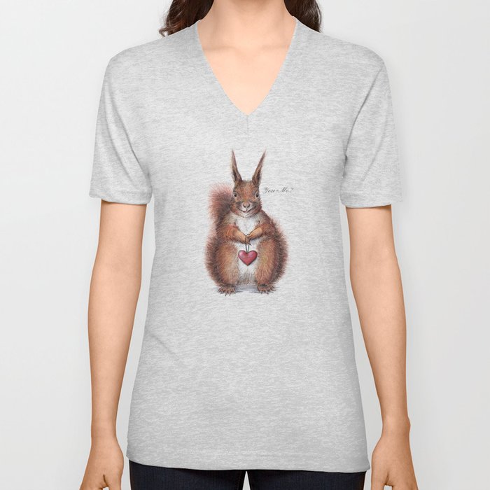 Squirrel heart love V Neck T Shirt