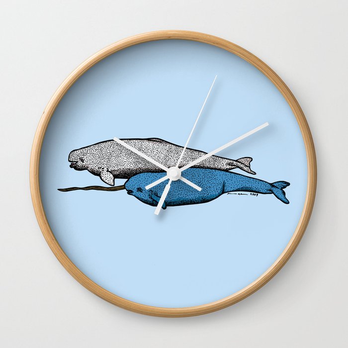 Narwhal And Beluga Whales Wall Clock