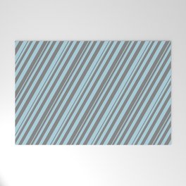 [ Thumbnail: Grey & Light Blue Colored Lines Pattern Welcome Mat ]