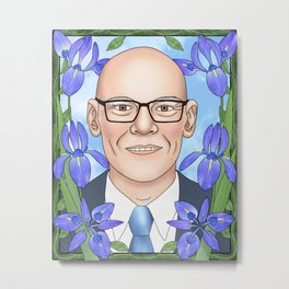 James Carville portrait with giant blue irises Metal Print