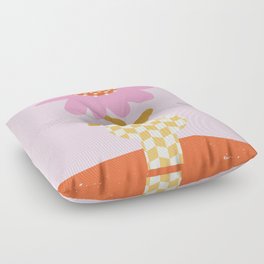 Abstract modern vase and flower. Groovy vibes and retro style Floor Pillow