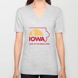 Iowa: Land of the Rising Corn - Red and Gold Edition V Neck T Shirt