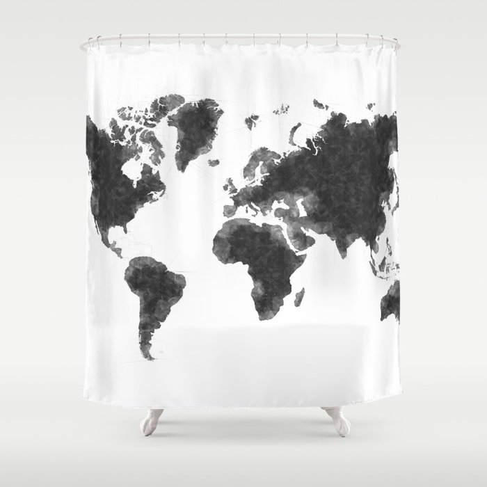 World Map Black Sketch Of The Wall Art Poster Decal Earth Atlas Geography Shower Curtain - World Wall Decal World Map Black Sketch Of The Wall Art Poster Decal Earth Atlas Geography Shower Curtain - World Wall Decal
