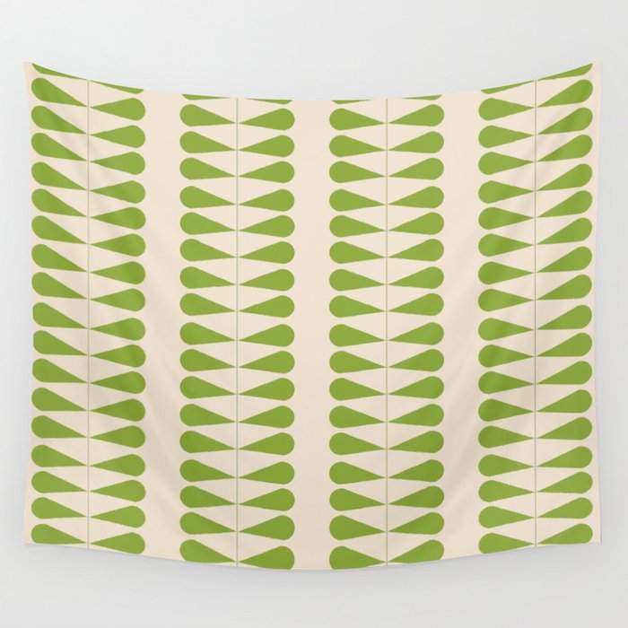 Lime green geometric mid century retro plant pattern Wall Tapestry