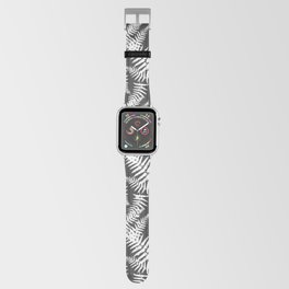 Dark Grey And White Fern Leaf Pattern Apple Watch Band