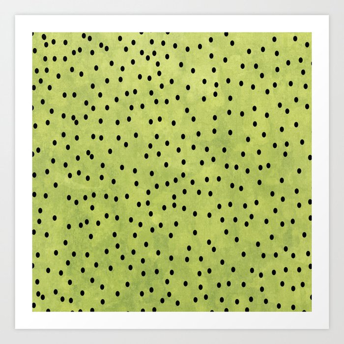 Watercolor Green And Black Polka Dot Retro Pattern Green And Black Polka Dot Background Art Print