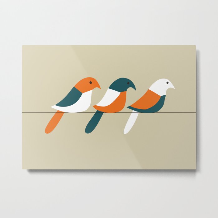 Birds on wire Metal Print