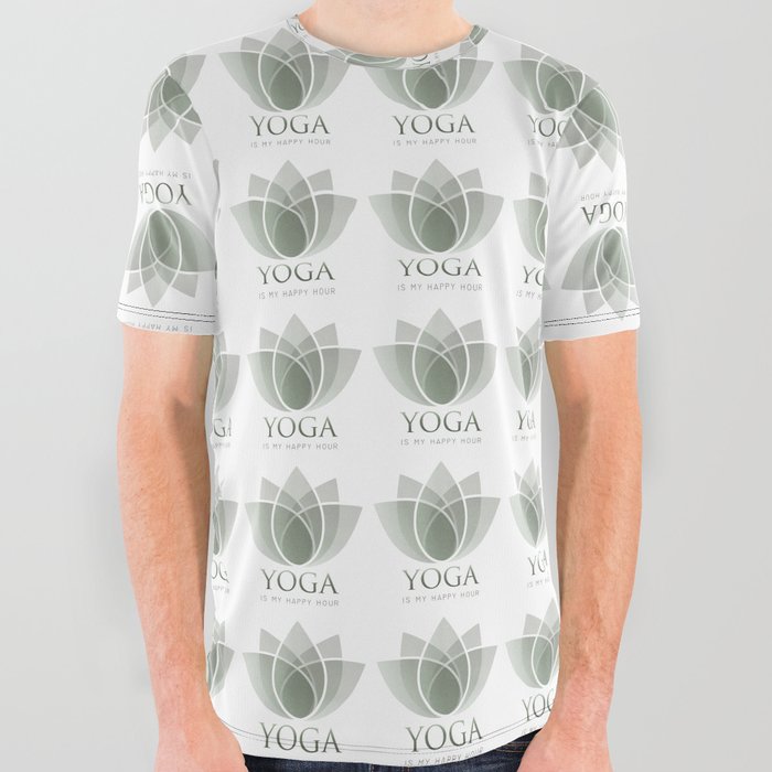 Oriental Lotus Yoga short quotes All Over Graphic Tee