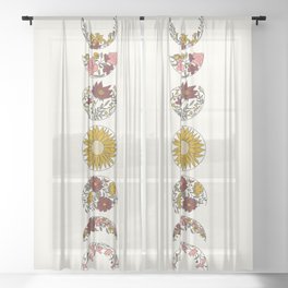 Floral Phases of the Moon Sheer Curtain