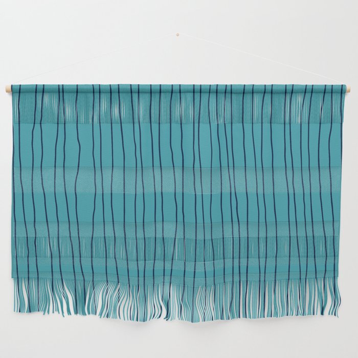 Hand Drawn Lines Vertical Blues Wall Hanging
